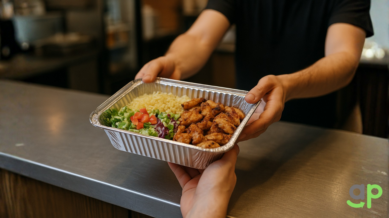 Aluminum foil and food containers used in commercial food packaging.